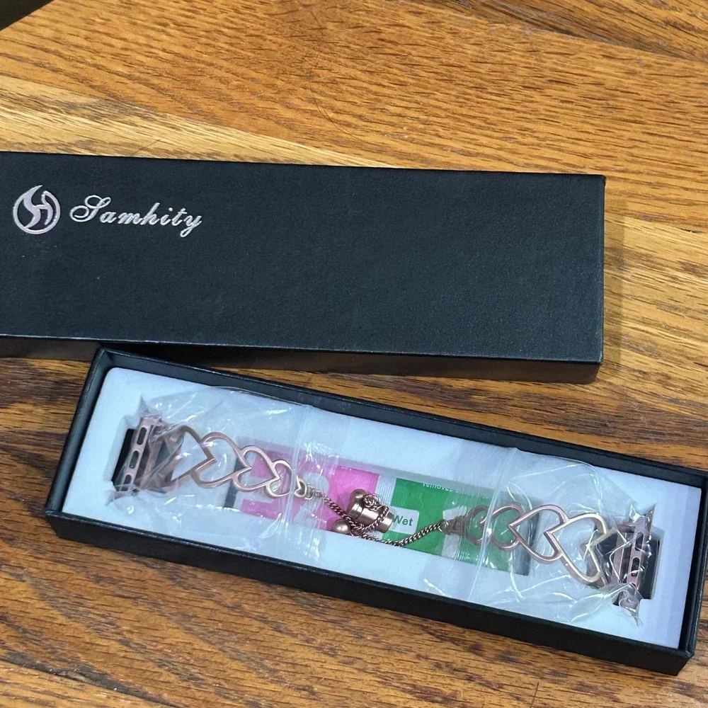 Samhity Apple Watch Band Heart‎ Link OS Rose Gold Jewelry Adjustable Boho Gift